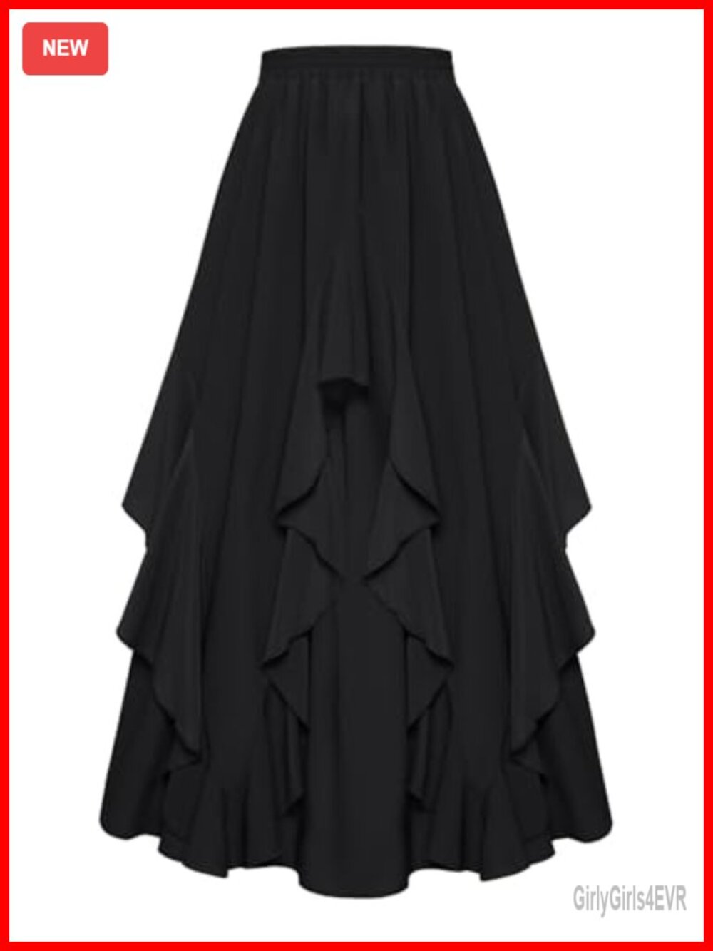 Ruffled Flowy Renaissance Maxi Skirt A-Line Double-Layered Pockets